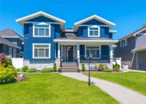 Blue home with brand new windows