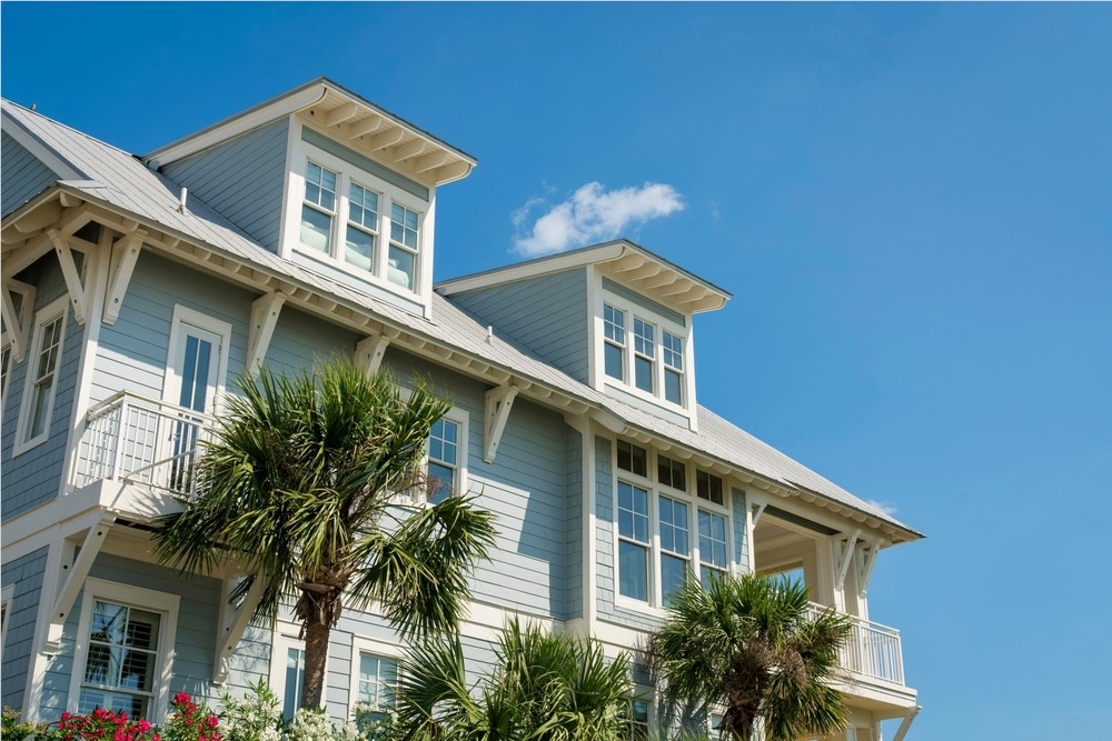 Blue house with new windows in Florida