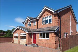Red house with brand new windows