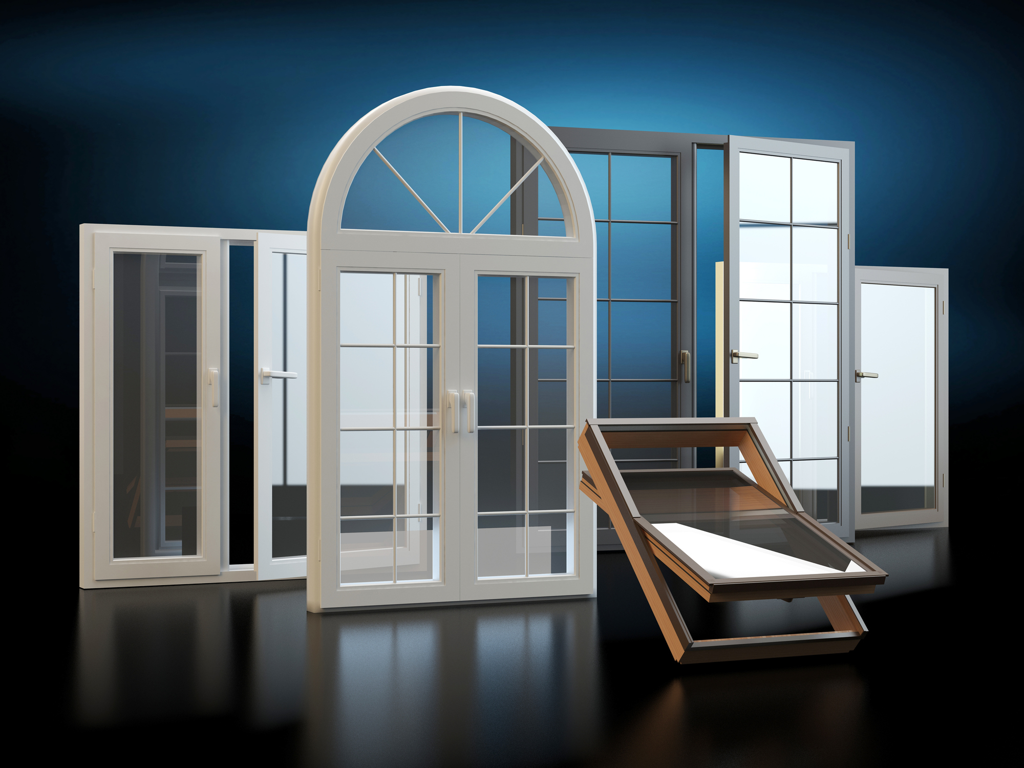 A collection of various window styles with a dark background