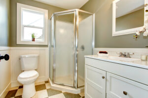 Modern bathroom with shower stall
