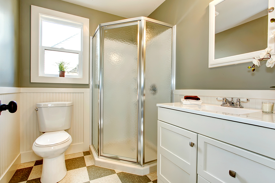 Modern bathroom with shower stall